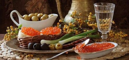 Забудь о похмелье! Водка собственного приготовления - лучший крепкий алкоголь! застолье икра оливки водка